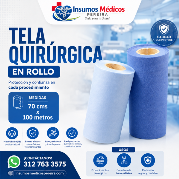 Tela quirúrgica en rollo 70 cms x 100 metros