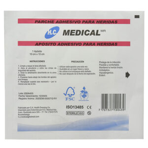 Parche-adhesivo-HC-MEDICAL-heridas-10x10-x1un_71074 Apósito parche adhesivo para heridas